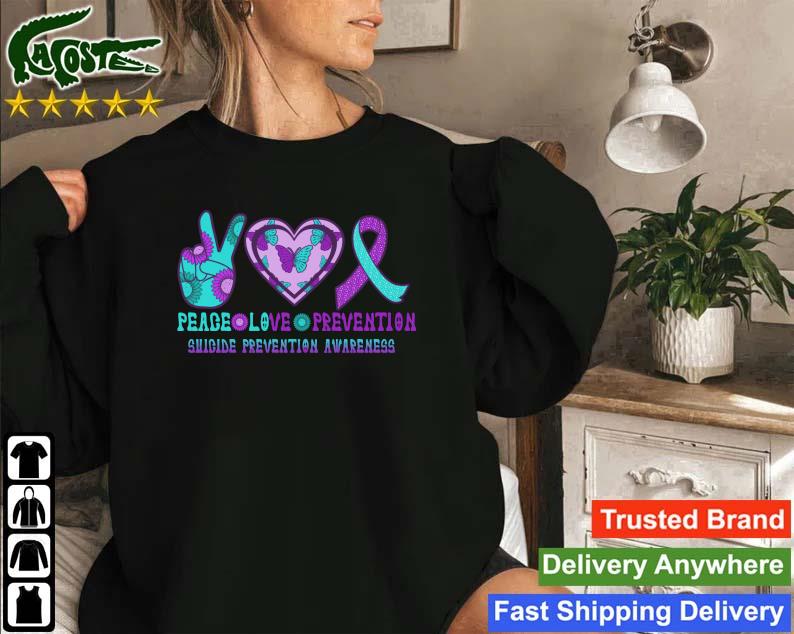 Official Ribbon Heart Peace Love Prevention Suicide Prevention Awareness T-s Sweatshirt