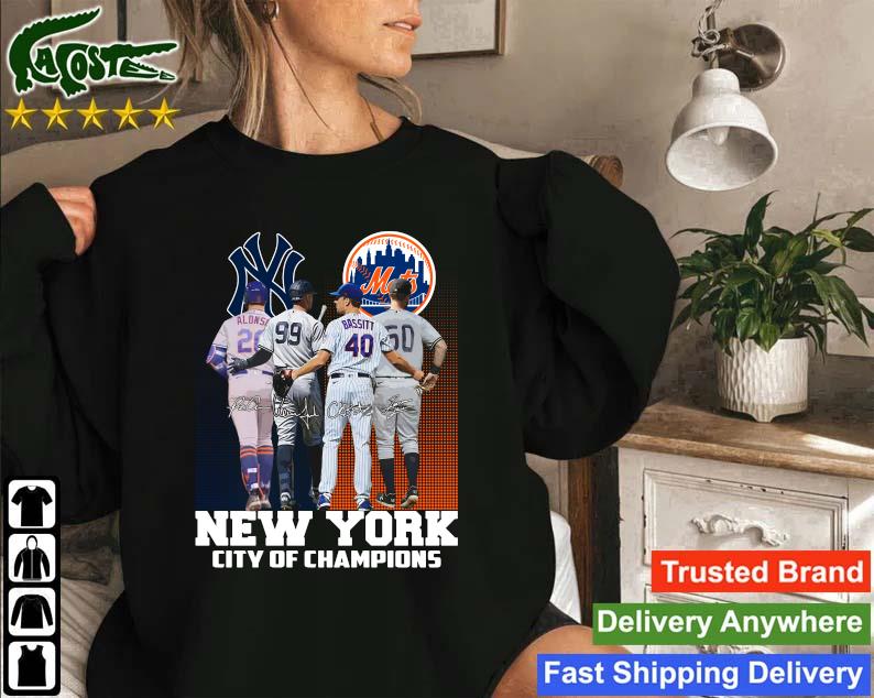 Original New York City Of Champions New York Yankees And New York Mets Signatures Sweatshirt