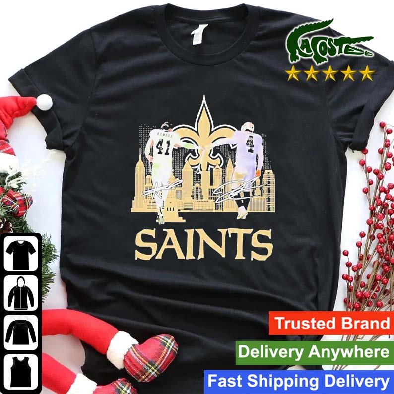 Orleans Saints 41 Kamara And 4 Derek Carr City Skyline Signatures Sweats Shirt