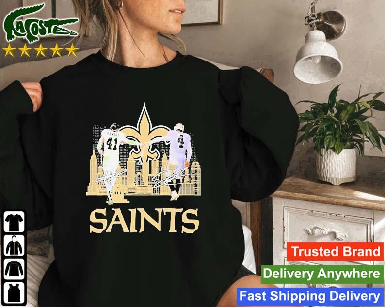 Orleans Saints 41 Kamara And 4 Derek Carr City Skyline Signatures Sweatshirt