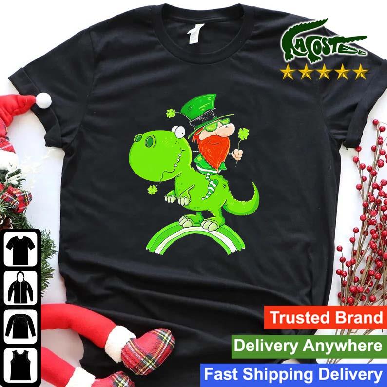 St. Patricks Day Leprechaun Riding A Dinosaur Shamrock Sweats Shirt