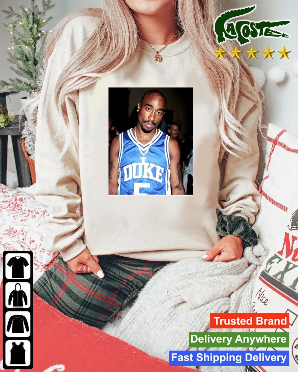 Tupac Shakur 2pac Wearing Duke Jersey T-s Mockup Sweater