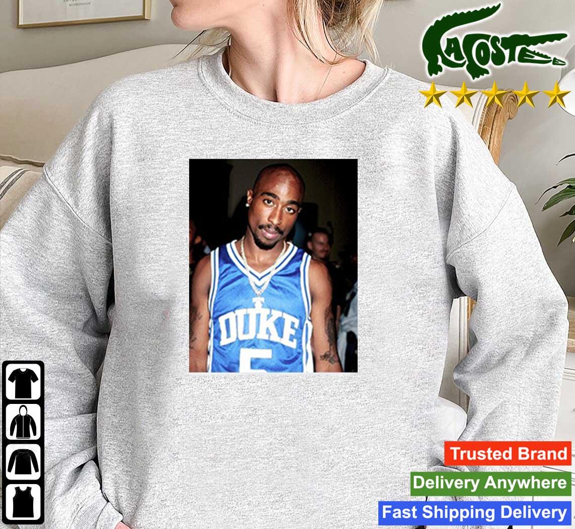 Tupac Shakur 2pac Wearing Duke Jersey T-s Mockup Sweatshirt