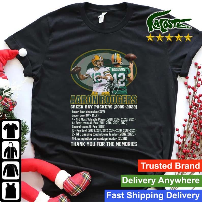 Green Bay Packers Aaron Rodgers 2005 – 2022 Thank You For The Memories Signature Sweats Shirt