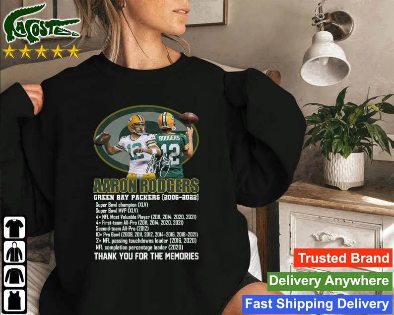Green Bay Packers Aaron Rodgers 2005 – 2022 Thank You For The Memories Signature Sweatshirt