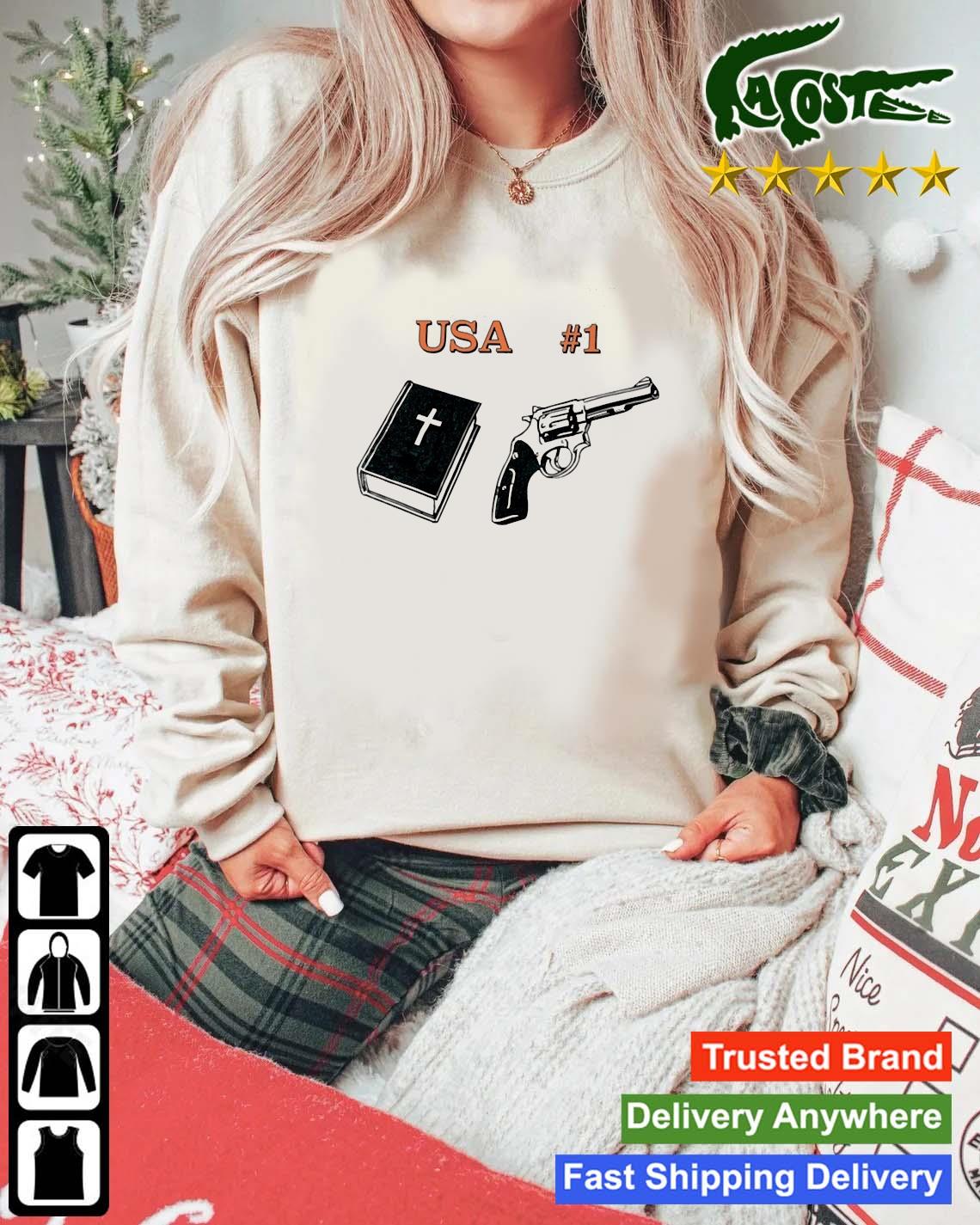Usa 1 Bible Book Gun Sweats Mockup Sweater