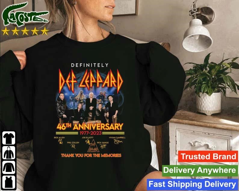 Definitely Def Leppard 46th Anniversary 1977 – 2023 Signatures Thank You For The Memories Sweatshirt