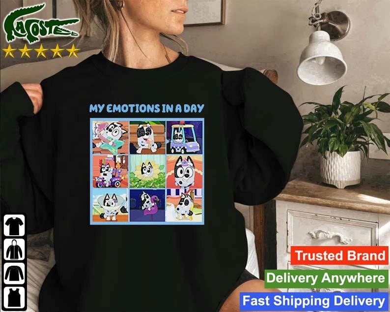 Official My Emotions In A Day Bluey Muffin Sweatshirt