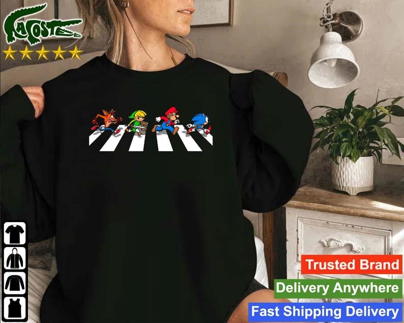 The Pixels Mario Sonic Across The Road Sweatshirt
