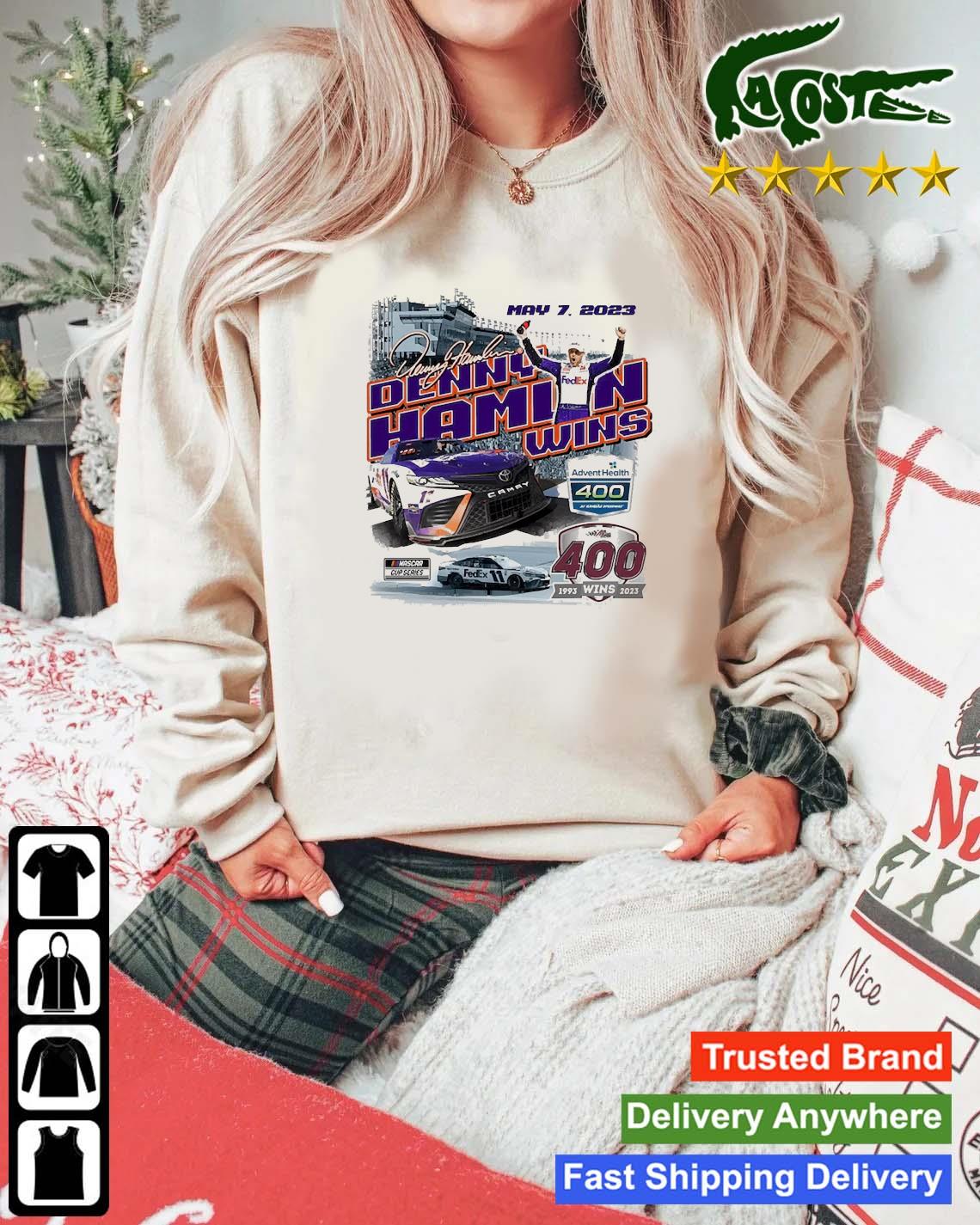Original Denny Hamlin Checkered Flag Sports 2023 Adventhealth 400 Race Winner Signature Sweats Mockup Sweater