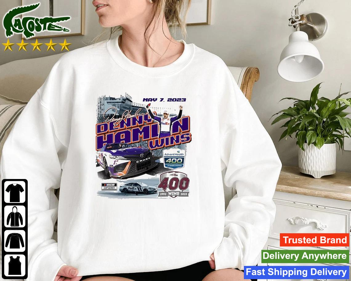 Original Denny Hamlin Checkered Flag Sports 2023 Adventhealth 400 Race Winner Signature Sweatshirt