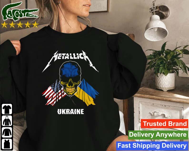 Original Skull Metallica Ukraine And American Flag Sweatshirt
