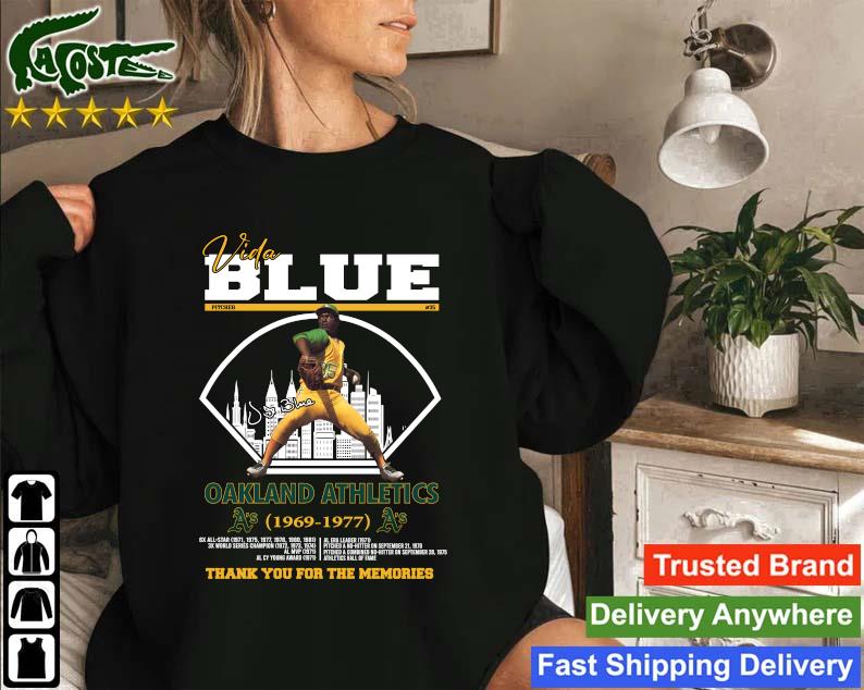 Original Vida Blue Oakland Athletics 1969 – 1977 Thank You For The Memories Signature Sweatshirt